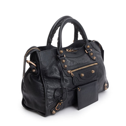 Balenciaga Black Agneau Leather Giant 12 City Bag