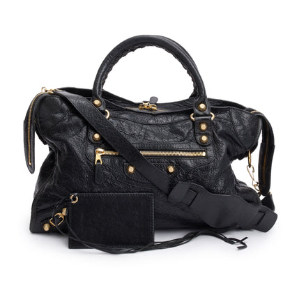 Balenciaga Black Agneau Leather Giant 12 City Bag