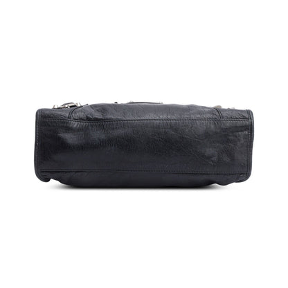 Balenciaga Black Agneau Leather Small Logo Strap Motocross Classic City Bag