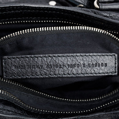 Balenciaga Black Agneau Leather Small Logo Strap Motocross Classic City Bag
