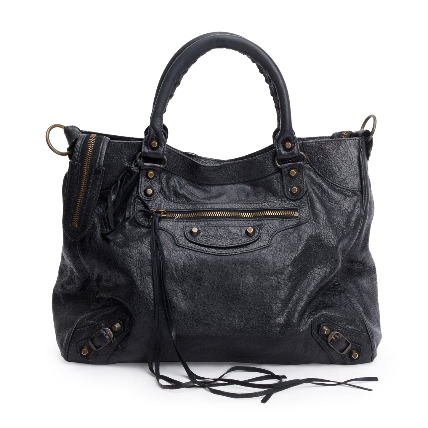 Balenciaga Black Agneu Leather Motocross Classic City Velo Bag