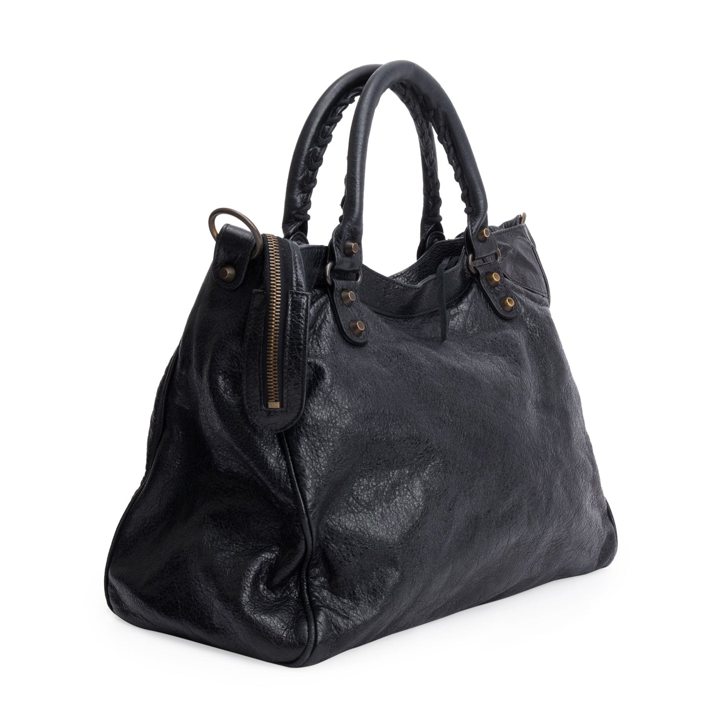 Balenciaga Black Agneu Leather Motocross Classic City Velo Bag