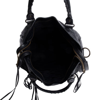 Balenciaga Black Agneu Leather Motocross Classic City Velo Bag
