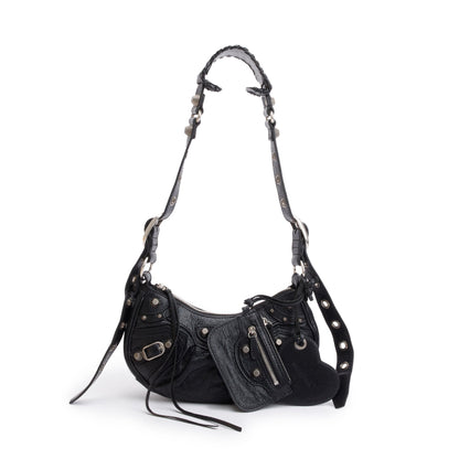 Balenciaga Black Arena Calfskin Leather Le Cagole XS Shoulder Bag