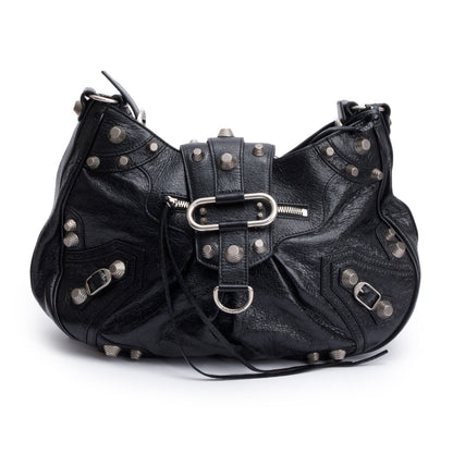 Balenciaga Black Arena Leather Le Cagole Medium Shoulder Bag