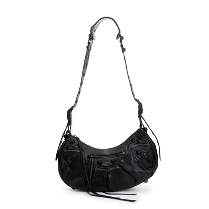 Balenciaga Black Arena Leather Le Cagole Small Shoulder Bag
