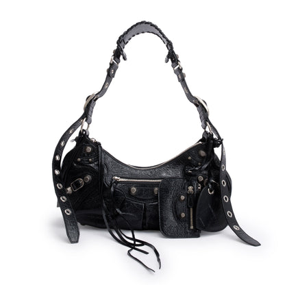 Balenciaga Black Arena Leather Le Cagole Small Shoulder Bag