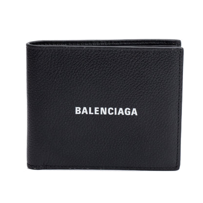 Balenciaga Black Calfskin Leather Cash Square Bifold Wallet