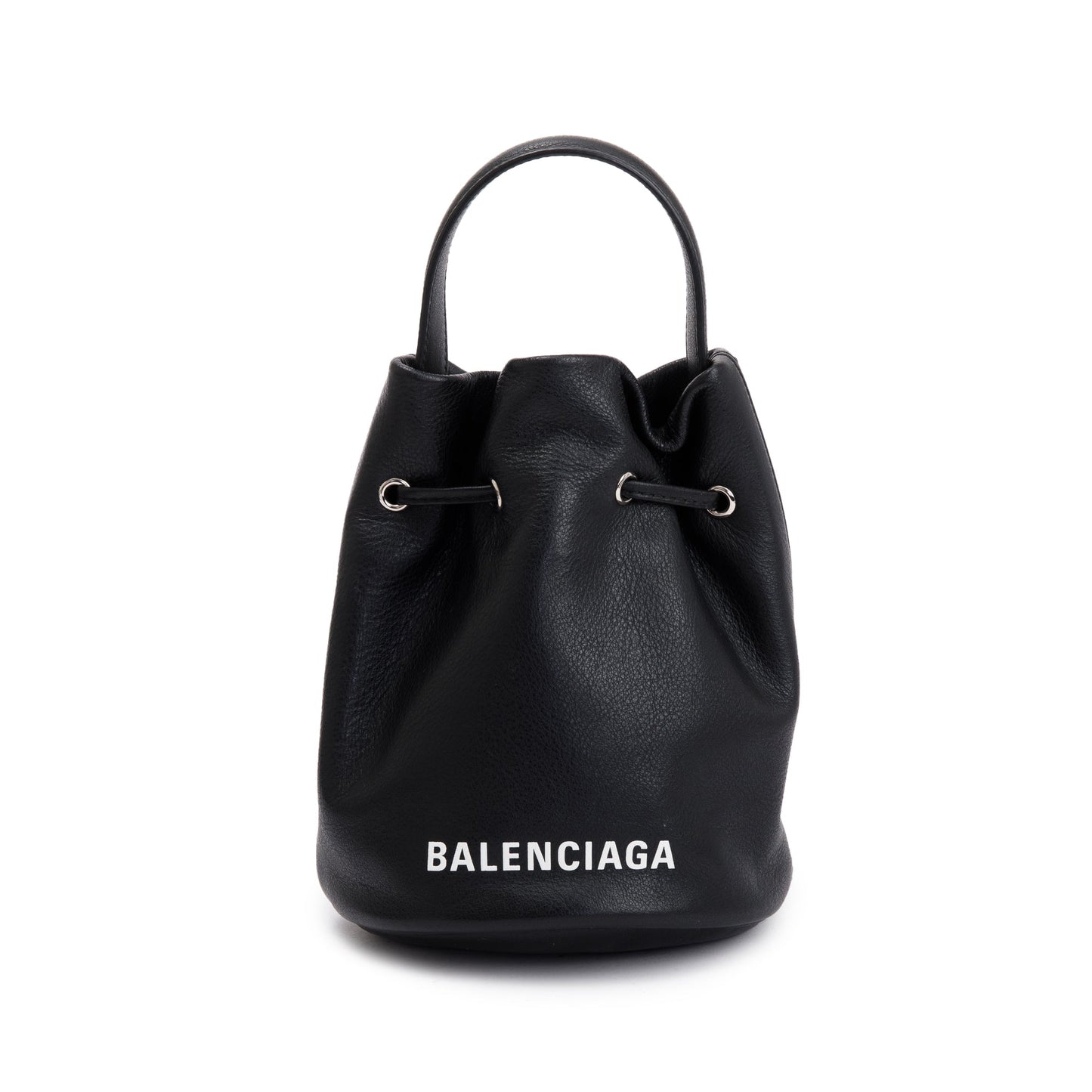 Balenciaga Black Calfskin Leather Everyday XS Drawstring Bucket Bag