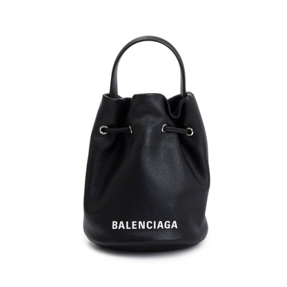 Balenciaga Black Calfskin Leather Everyday XS Drawstring Bucket Bag