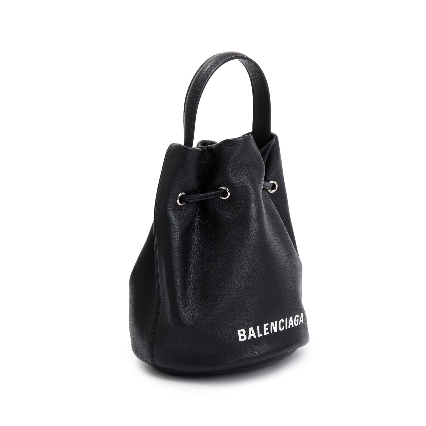 Balenciaga Black Calfskin Leather Everyday XS Drawstring Bucket Bag