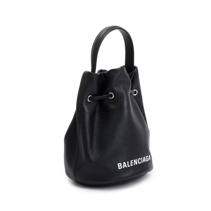 Balenciaga Black Calfskin Leather Everyday XS Drawstring Bucket Bag
