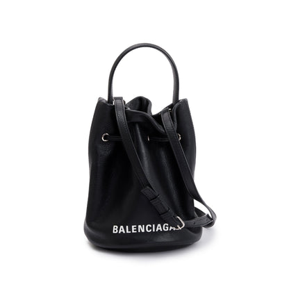 Balenciaga Black Calfskin Leather Everyday XS Drawstring Bucket Bag