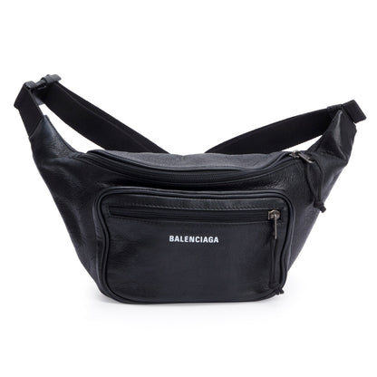 Balenciaga Black Calfskin Leather Explorer Belt Bag