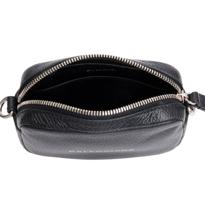 Balenciaga Black Calfskin Leather Logo Mini Cash Crossbody