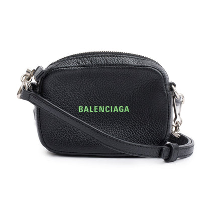 Balenciaga Black Calfskin Leather Logo Mini Cash Crossbody