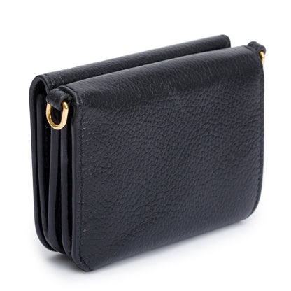 Balenciaga Black Calfskin Leather Logo Mini Cash Mini Wallet On Chain