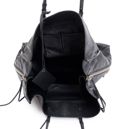 Balenciaga Black Calfskin Leather Papier A4 Zip-Around Tote