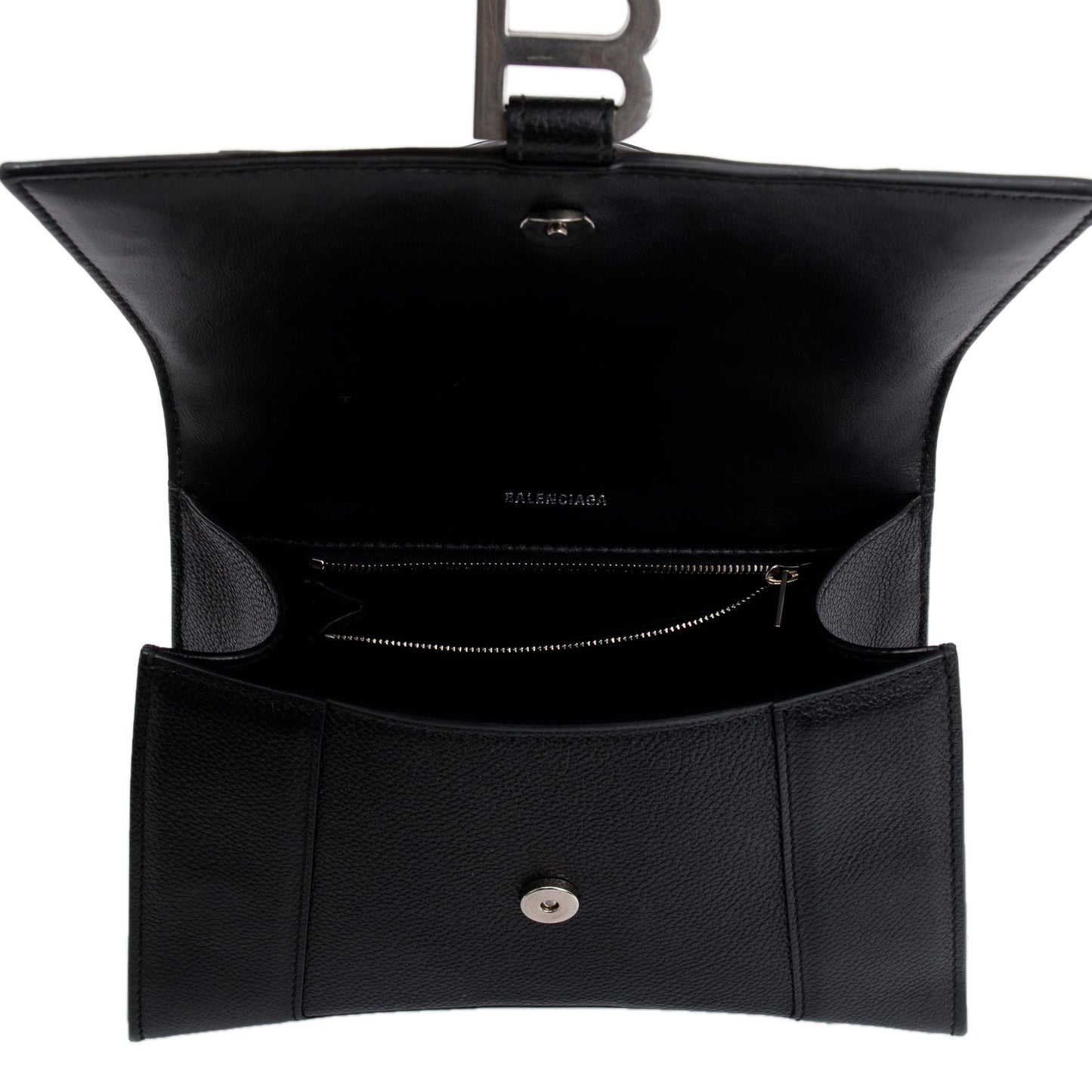 Balenciaga Black Calfskin Leather Small Hourglass Top Handle Bag