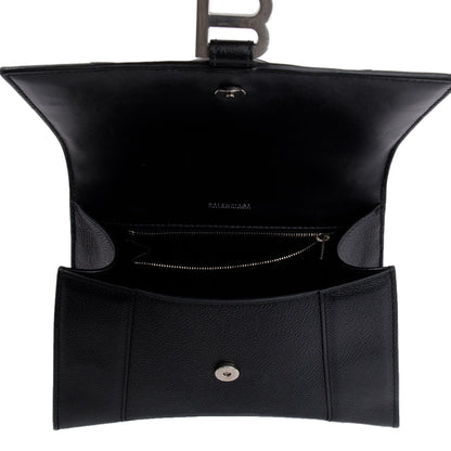 Balenciaga Black Calfskin Leather Small Hourglass Top Handle Bag