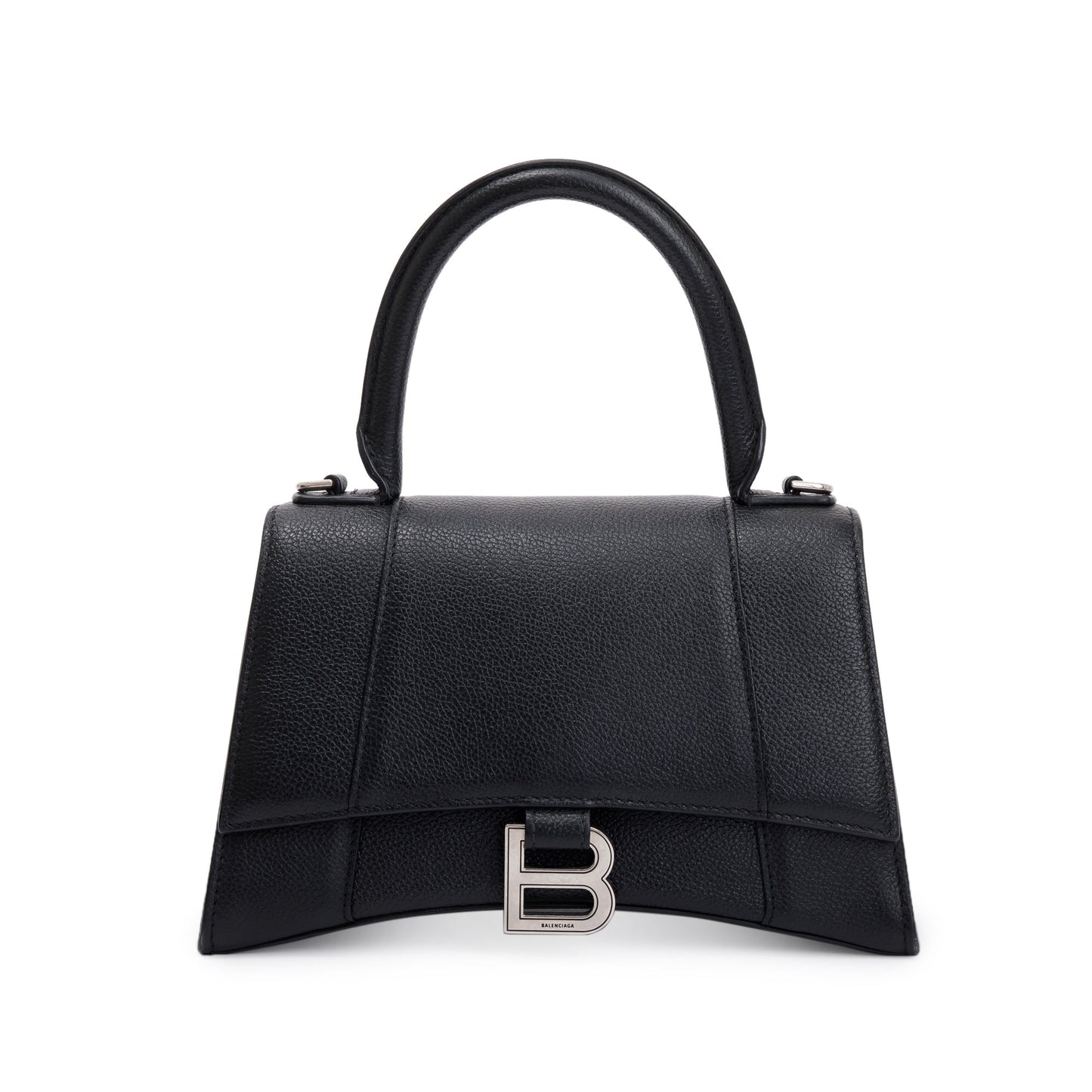 Balenciaga Black Calfskin Leather Small Hourglass Top Handle Bag
