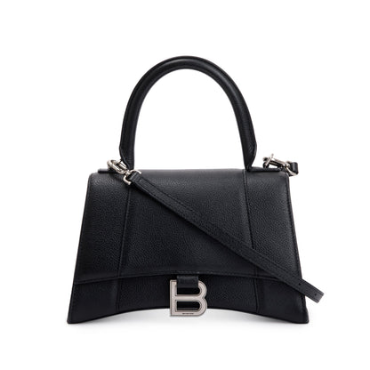 Balenciaga Black Calfskin Leather Small Hourglass Top Handle Bag