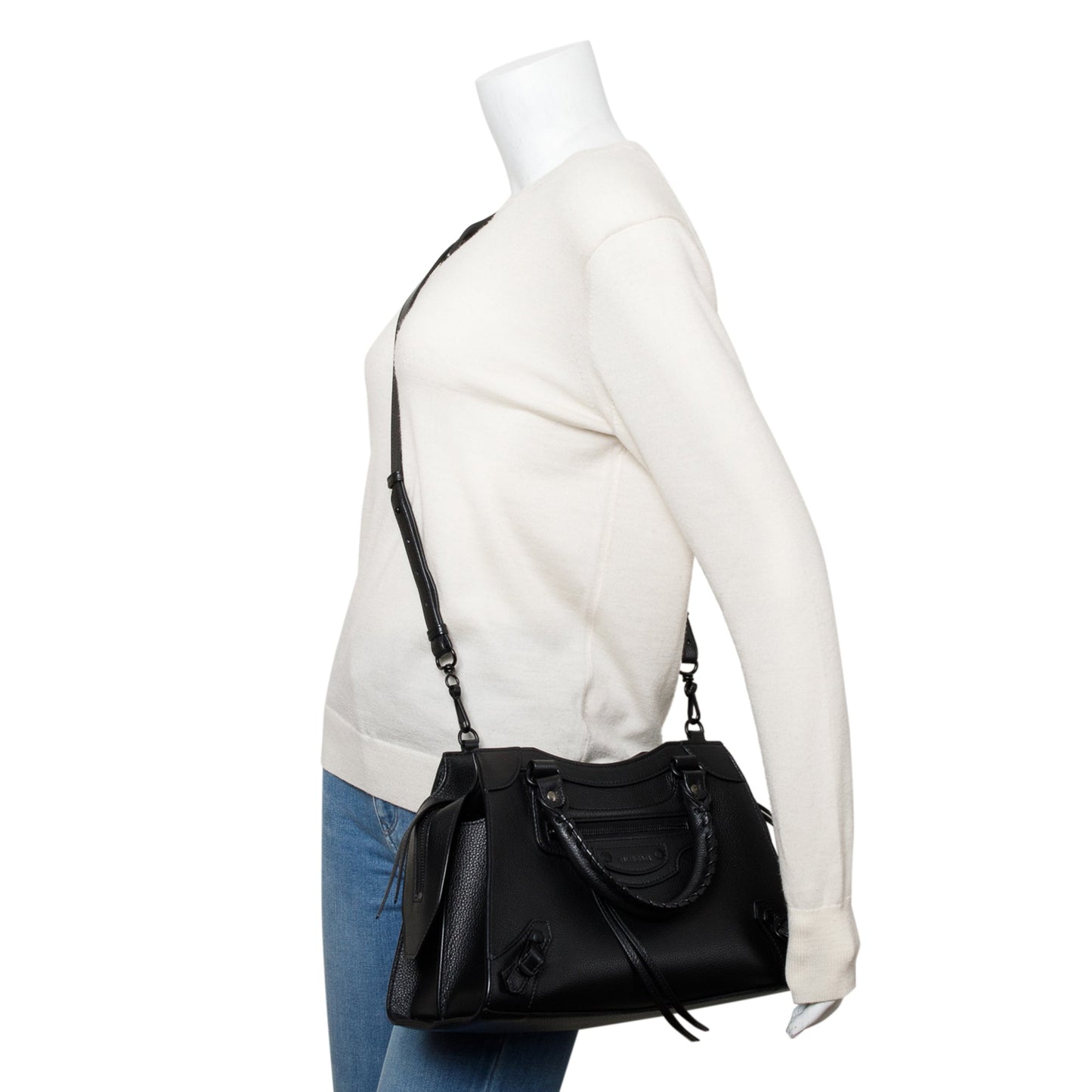 Balenciaga Black Calfskin Leather Small Neo Classic Top Handle Bag