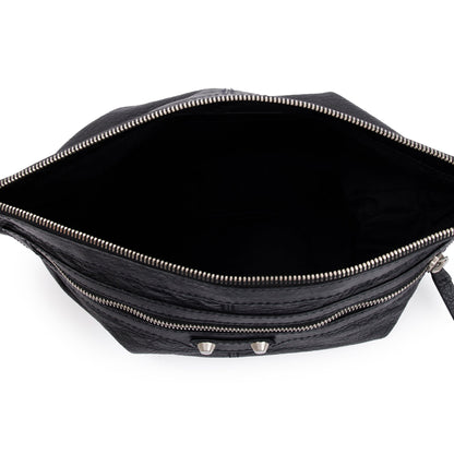 Balenciaga Black Calfskin Motocross Classic Clip L Pouch