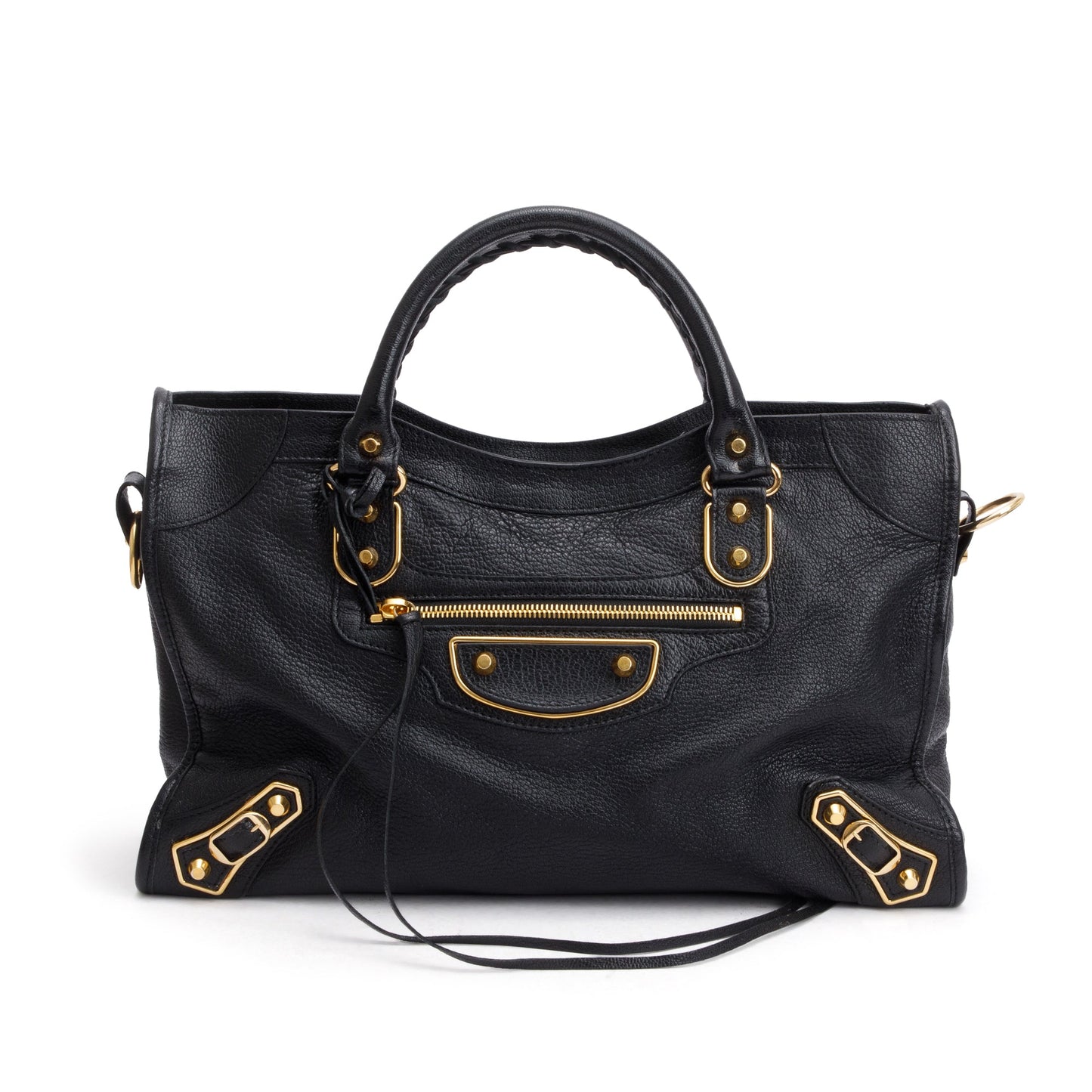 Balenciaga Black Chevre Leather Metallic Edge City Bag