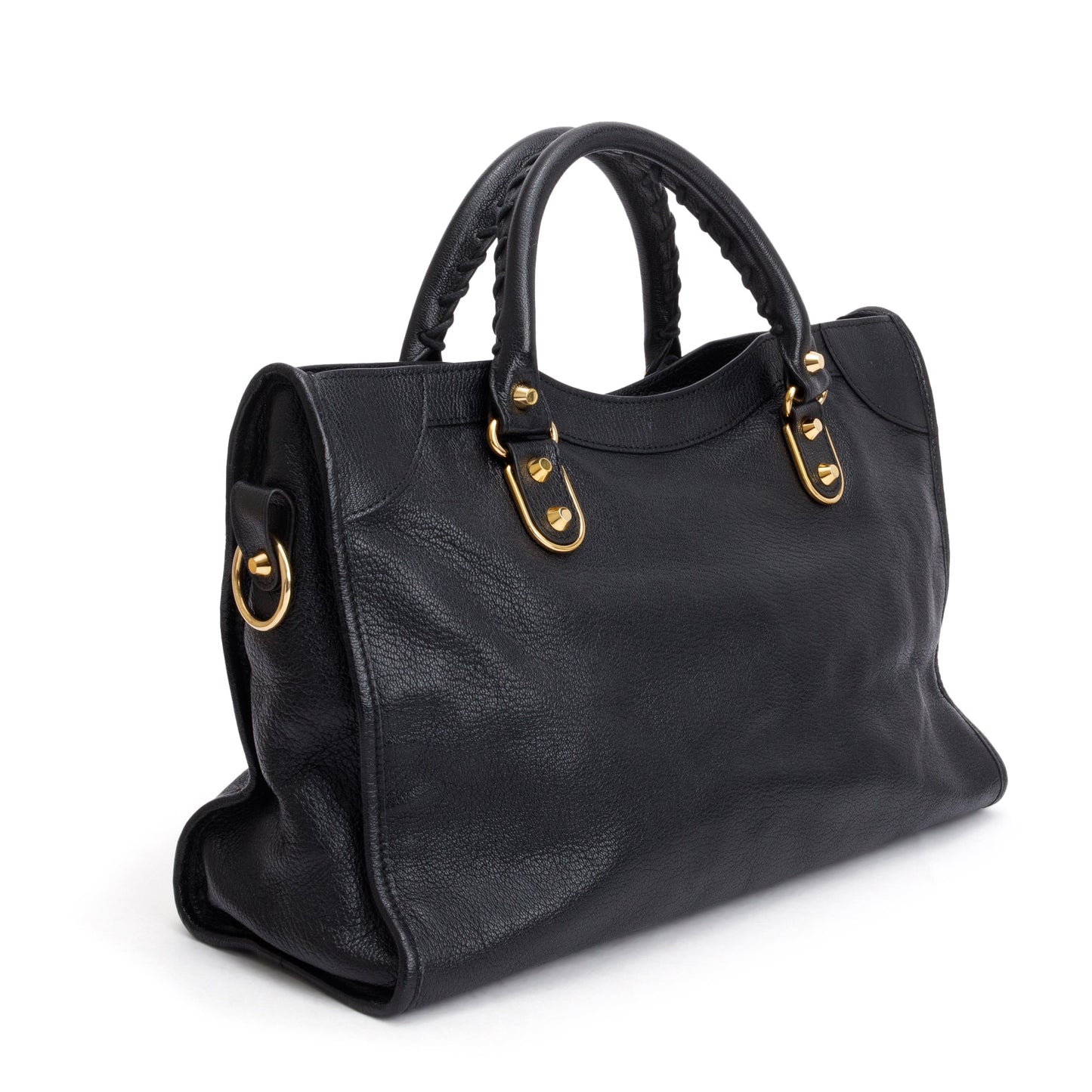 Balenciaga Black Chevre Leather Metallic Edge City Bag