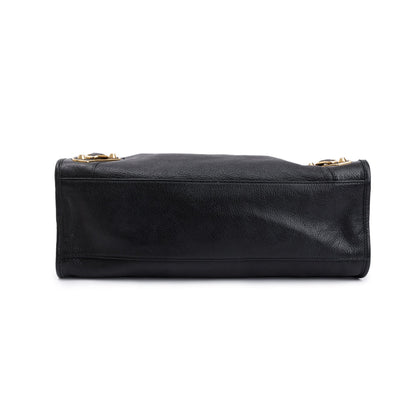Balenciaga Black Chevre Leather Metallic Edge City Bag