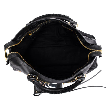 Balenciaga Black Chevre Leather Metallic Edge City Bag