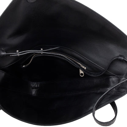 Balenciaga Black Croc-Embossed Calfskin Leather Triangle Clutch