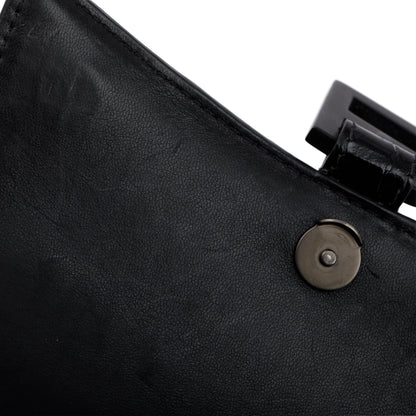 Balenciaga Black Croc-Embossed Hourglass XS Top Handle Bag