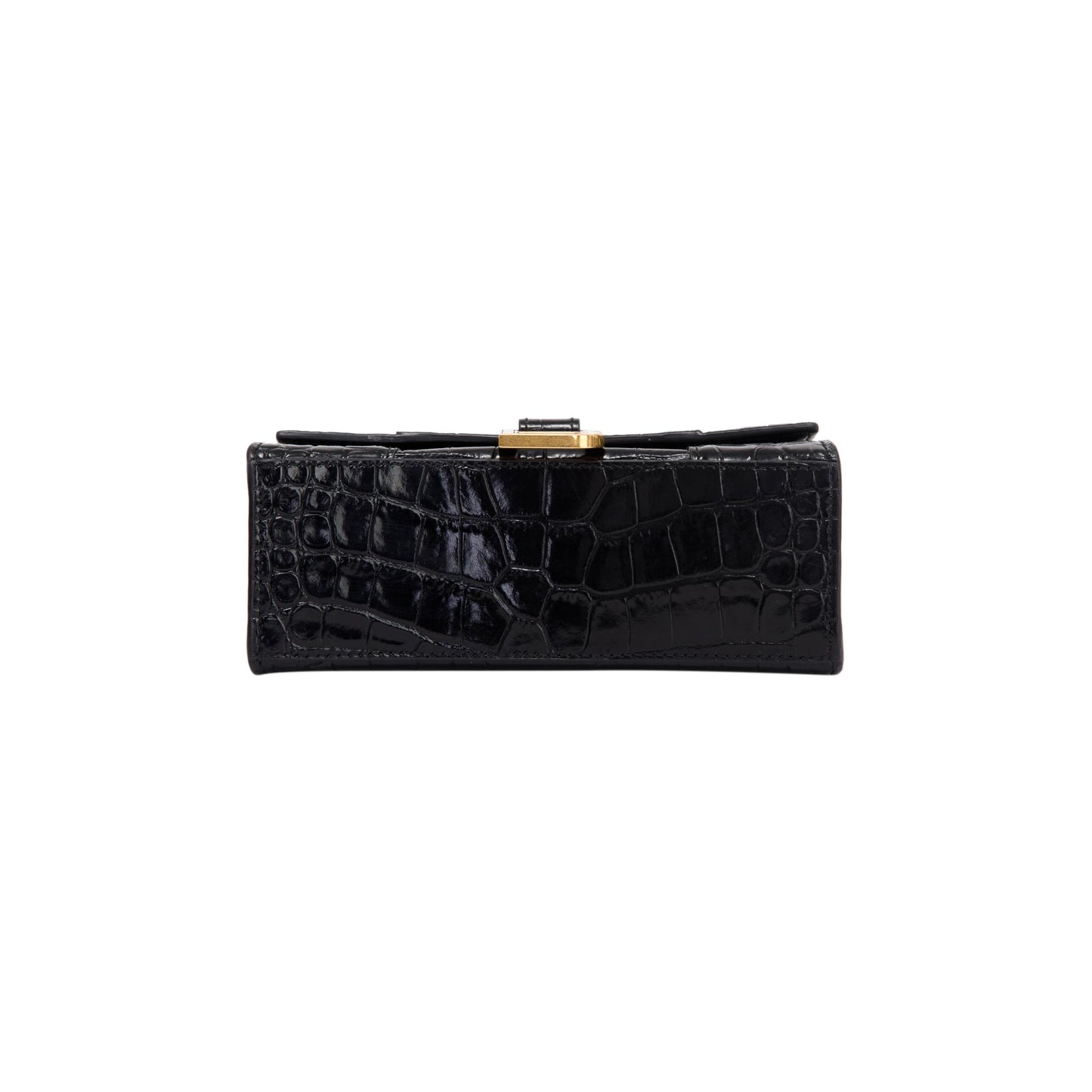 Balenciaga Black Croc-Embossed Hourglass XS Top Handle Bag