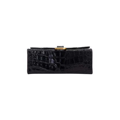 Balenciaga Black Croc-Embossed Hourglass XS Top Handle Bag