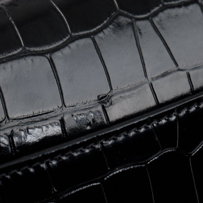 Balenciaga Black Croc-Embossed Leather Small Hourglass Top Handle Bag