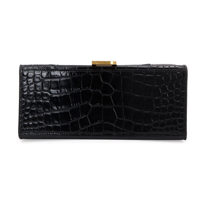 Balenciaga Black Croc-Embossed Leather Small Hourglass Top Handle Bag