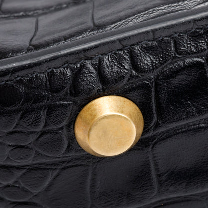 Balenciaga Black Croc-Embossed Leather Tool 2.0 Small N/S Tote