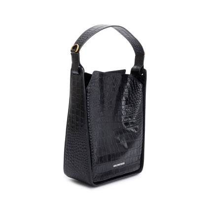 Balenciaga Black Croc-Embossed Leather Tool 2.0 Small N/S Tote