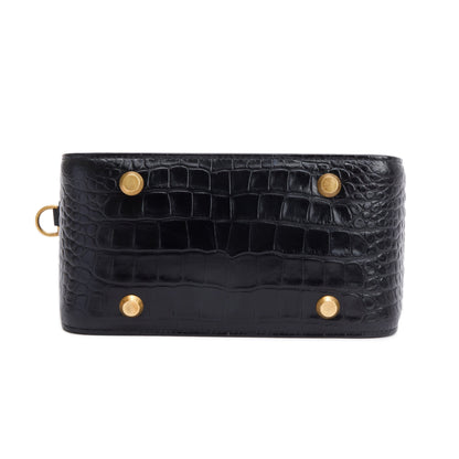 Balenciaga Black Croc-Embossed Leather Tool 2.0 Small N/S Tote