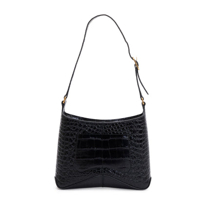Balenciaga Black Croc-Embossed Leather Xx Small Hobo Bag