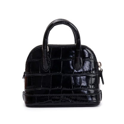 Balenciaga Black Crocodile Embossed Ville Mini Top Handle Bag