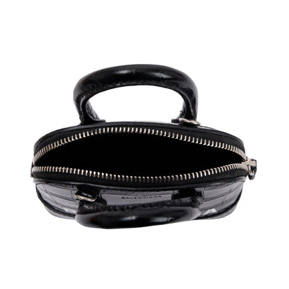 Balenciaga Black Crocodile Embossed Ville Mini Top Handle Bag