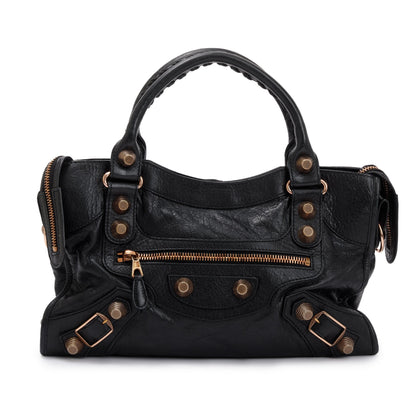Balenciaga Black Distressed Arena Leather Giant 21 City Bag