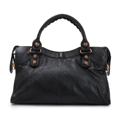 Balenciaga Black Distressed Arena Leather Giant 21 City Bag