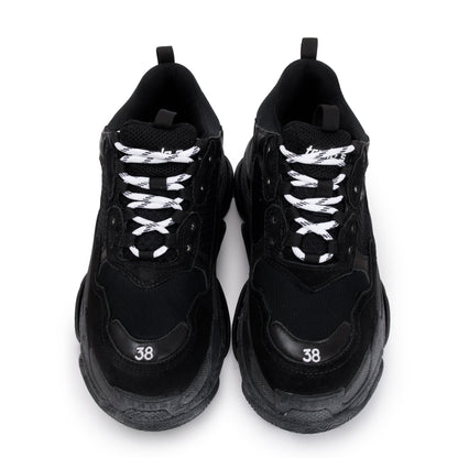 Balenciaga Black Fabric Mesh Triple S Chunky Sneakers, Size 38
