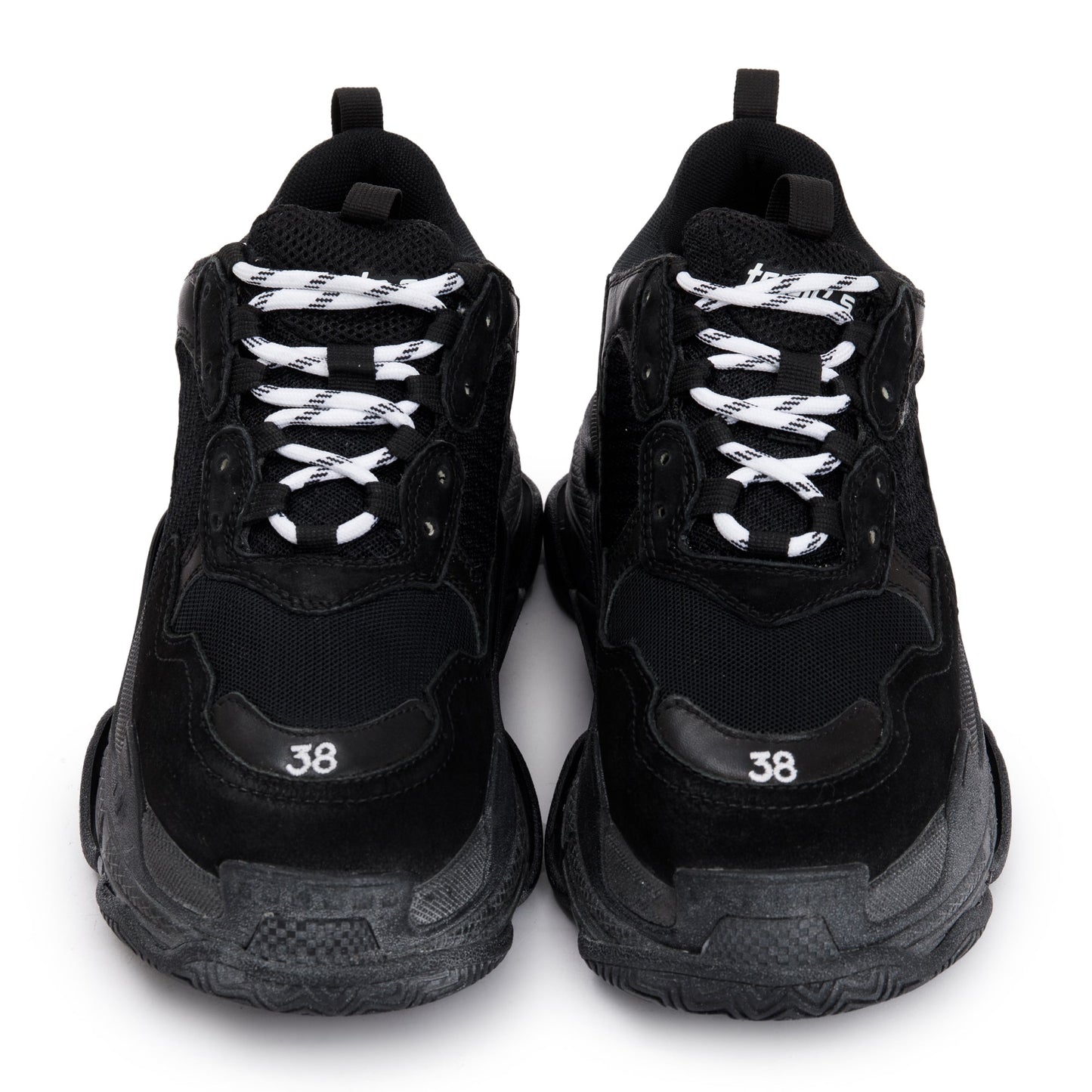 Balenciaga Black Fabric Mesh Triple S Chunky Sneakers, Size 38