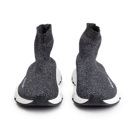 Balenciaga Black Glitter Knit Speed LT Trainer Sock Sneaker, Size 38