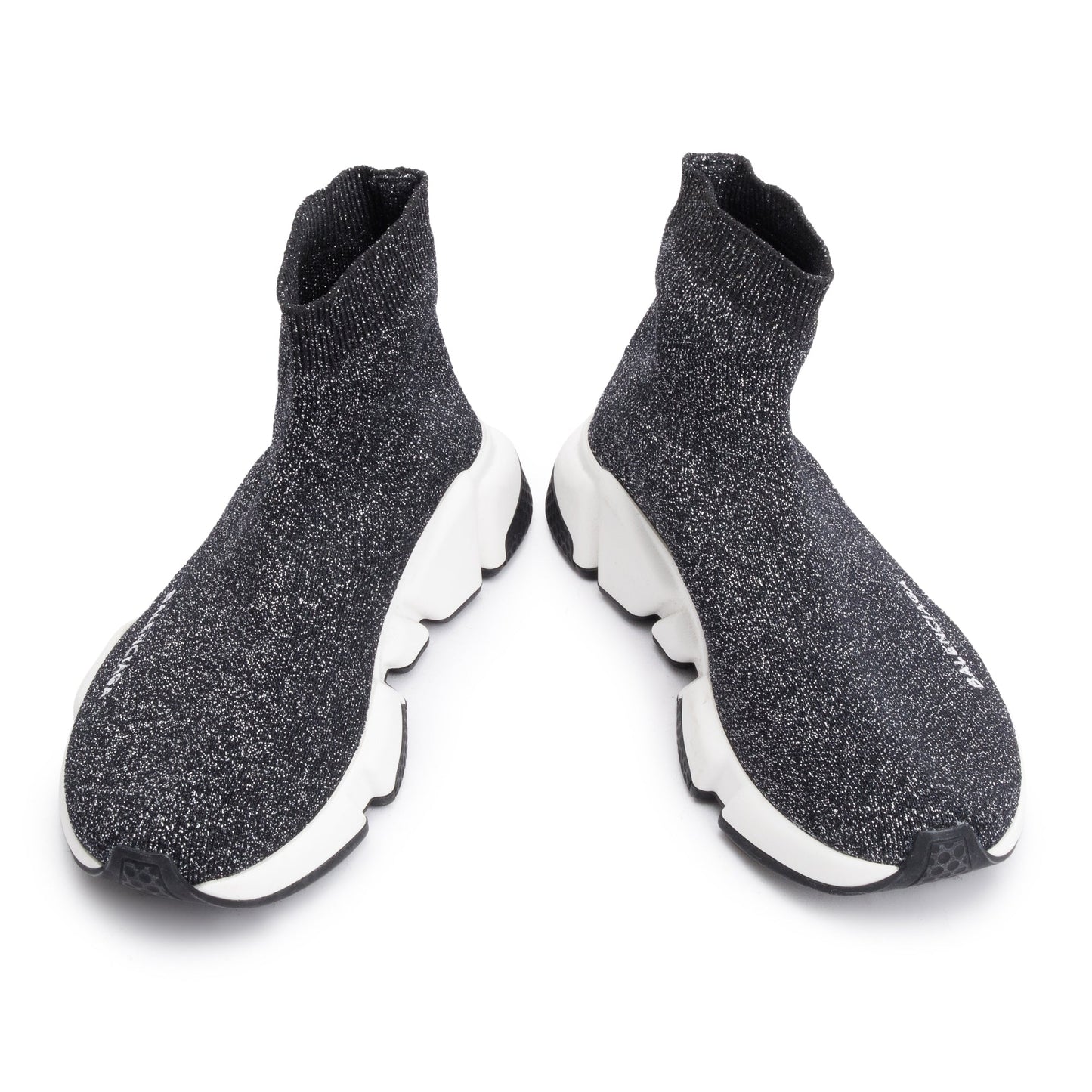 Balenciaga Black Glitter Knit Speed LT Trainer Sock Sneaker, Size 38